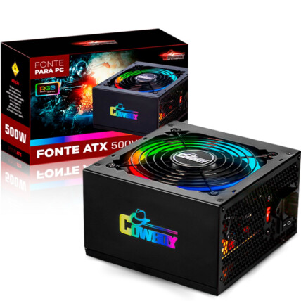 Fonte 500W de Alimentação ATX Bivolt Manual com Led RGB - KP-534RGB