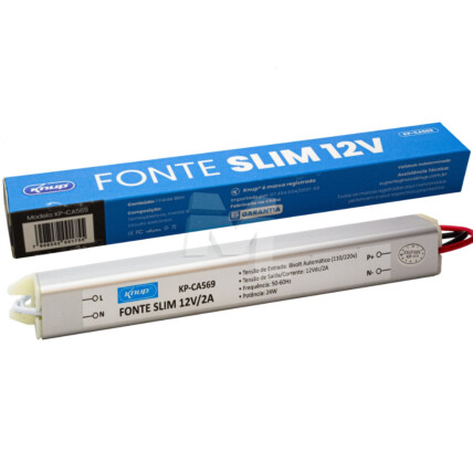 Fonte de Alimentação Slim 12V 2A Multiuso Bivolt KNUP - KP-CA569