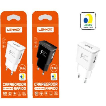 Carregador Universal 1 Entrada USB 3.1A LEHMOX - LE-506