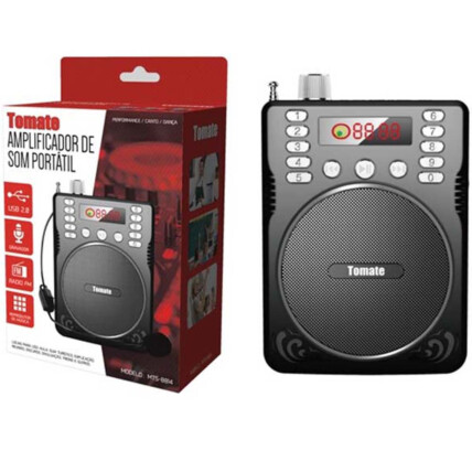 Caixa Amplificadora Recarregável Megafone com Gravador de Voz e Rádio Tomate - MTS-8814