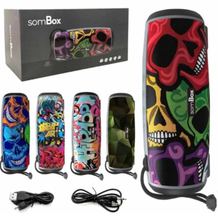 Caixa de Som Bluetooth Estampada 20W 2400mAh GRASEP - D-X362