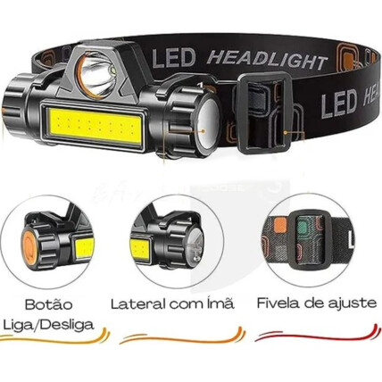 Lanterna de Cabeça LED Ajustável Recarregável Luatek - LT-399