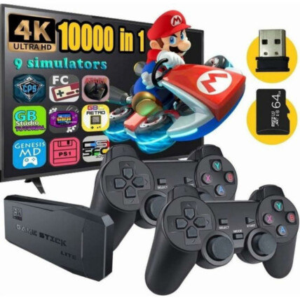 Game Stick 4K Retrô com 2 Controles sem Fio 10.000 Jogos Cartão de Memoria 64Gb LEHMOX - LEY-1593