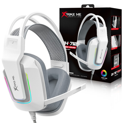 Headset Gamer c/ Fio Over-ear RGB Xtrike-ME GH-712WH Branco 
