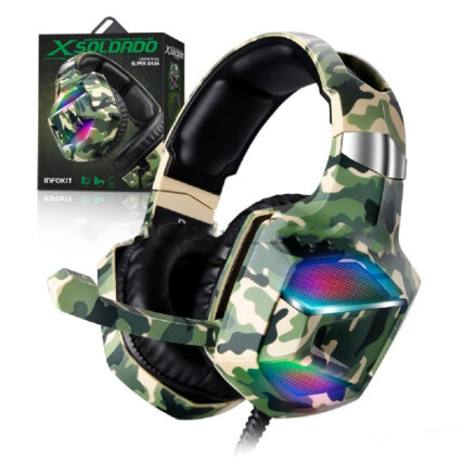 Headphone Gamer Camuflado 7.1 Surround Drive Stereo Super Bass PS4 PC Celular XSoldado Exbom - GH-X2700 