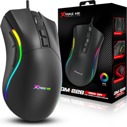 Mouse Gamer Xtrike-ME GM-226 Preto com Fio USB RGB 7200dpi 