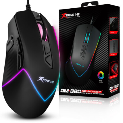 Mouse Gamer Preto USB com 12800dpi Led RGB - Xtrike-ME GM-320