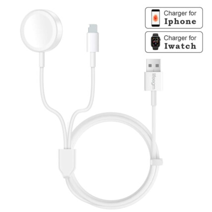 Cabo Para Carregamento 2 em 1 IOS Lightning e Smartwatch Usb Verde - SJX-WS-02