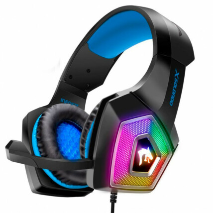 Headset Gamer LED RGB com Fio e Microfone Articulado Azul Infokit - GH-X2000