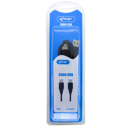 Cabo USB (M) + USB (M) 2.0 1.5 Metros Knup - KP-USB01