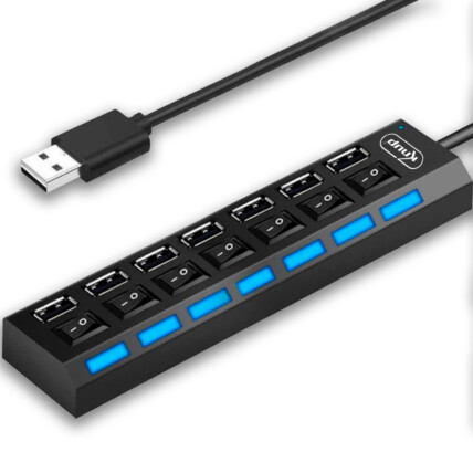Hub USB 7 Portas 2.0 com Switch e Led Indicador KNUP - HB-T57