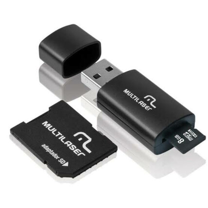 Kit 3 Em 1 Pendrive + Adapt Sd + Cartão de Memória Classe 4 Com Trava de Segurança 8gb Preto Multilaser - MC058