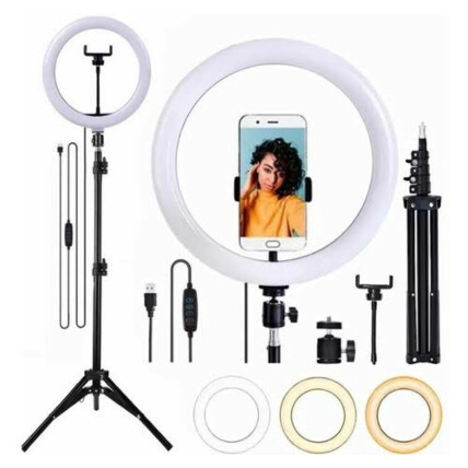 Ring Light 12 Polegadas + Tripé 2.10 Metros Led 3 cores Usb - LEY-272
