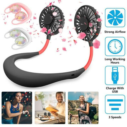Mini Ventilador Portátil Usb De Pescoço Com LED XZ - FI0935