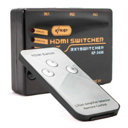 Adaptador Switch Hdmi 4K Ultra HD com Controle Remoto 3 Entradas 1 Saída - KP-3465-1