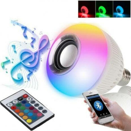 Lâmpada Caixa de Som Luz LED RGB Toca Música com Controle - LMPDBT003