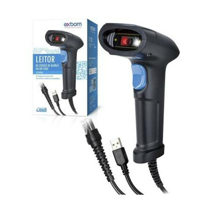 Leitor de QR Code e Código de Barras Lee Nota Fiscal USB Exbom - LCB-Q200
