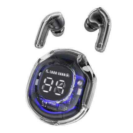 Fone de Ouvido Bluetooth 5.3 Intra Aurricular Transparente com Display - ST-159A