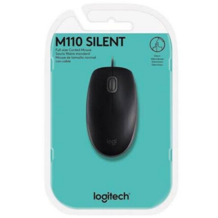 Mouse Logitech com fio Usb e Clique Silencioso - Silent M110 Preto 