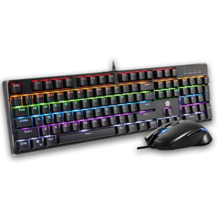 Kit Teclado + Mouse Gamer HP Mecânico Usb Com Led RGB Preto - GM200