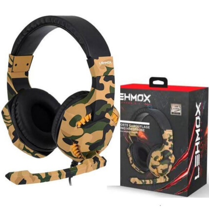 Headset Gamer com Microfone Camuflado Bege Lehmox - GT-F14