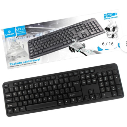 Teclado Usb Básico com Fio Padrão ABNT2 Preto - LEY-32