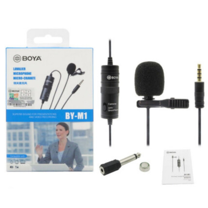 Microfone de Lapela Omnidirecional M1 para Câmera e Celular - BY-M1