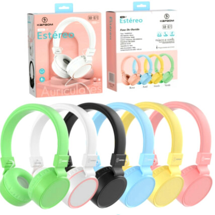 Headphone com Fio Conexão P2 3.5mm Colorido - KA-871