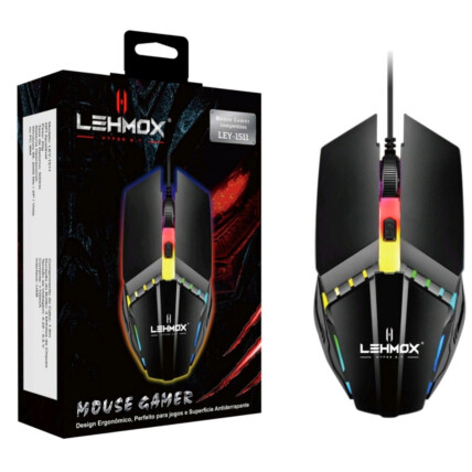 Mouse Gamer Usb com DPI ajustável e Led Lehmox - LEY-1511