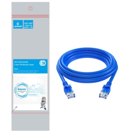 Cabo de Rede RJ45 Alta Velocidade com 1.5 Metros Lehmox - LEY-247