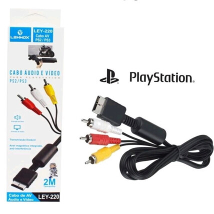 Cabo AV RCA para Ps2 e Ps3 Áudio e Vídeo 1,8 Metros - LEY-220