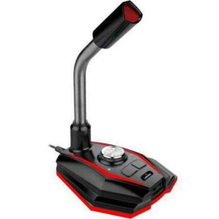 Microfone Gamer De Mesa Preto e Vermelho Conexão P2 Lehmox - GT-GK2
