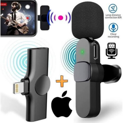 Microfone de Lapela sem Fio Wireless Conexão Lightning IOS Kapbom - K9-IP