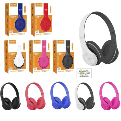 Fone de ouvido Bluetooth Dobrável com Entrada P2 Selo Anatel- LEF-1003