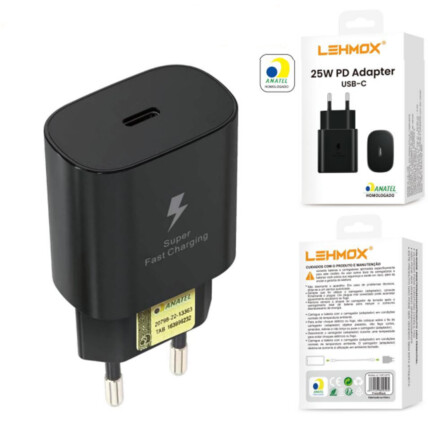 Carregador PD Turbo 25W USB-C com Selo Anatel LE-139