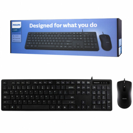 Teclado e Mouse 1000Dpi Usb 2.0 Com fio Philips - C201/SPT6201B