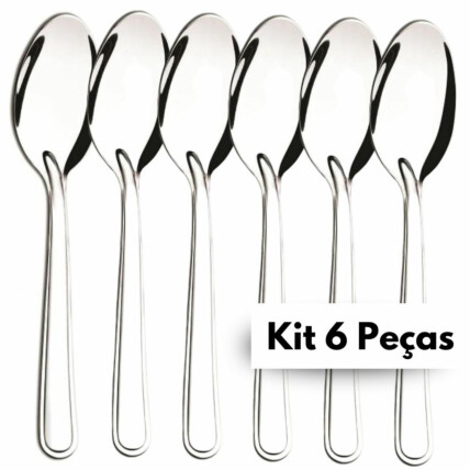 Kit 6 Colheres de Mesa Inox 19CM TOP ÚTIL - TOP0756