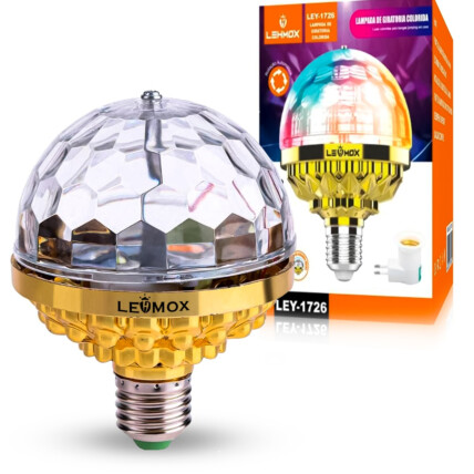 Lâmpada de Led Colorida Giratória para Festas Bivolt Lehmox - LEY-1726