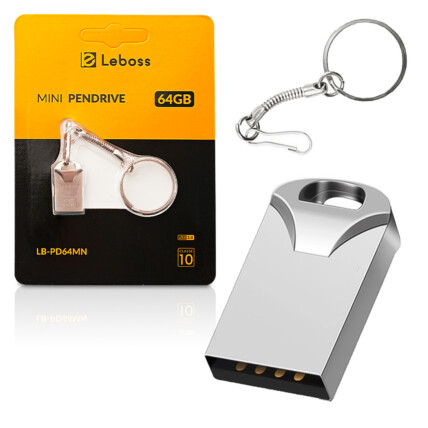 Pendrive Mini 64gb Usb 2.0 Com Chaveiro Leboss - LB-PD64MN
