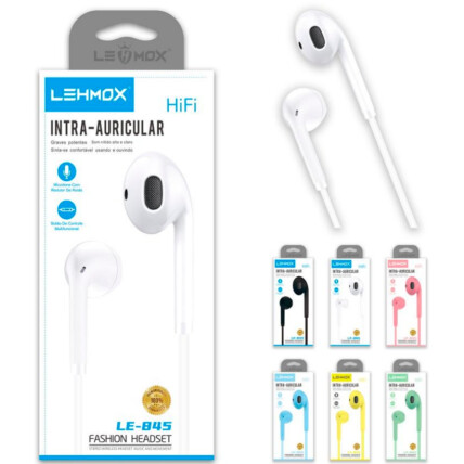Fone de Ouvido Intra Auricular com Microfone Colorido LEHMOX - LE-845