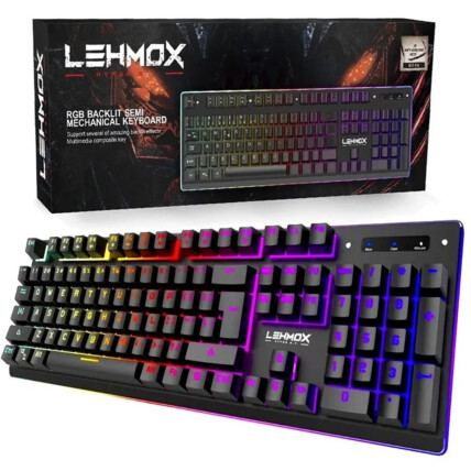 Teclado Mecânico Gamer Semi-Luminoso ABNT2 Anti-ghosting Led RGB LEHMOX - GT-T4 