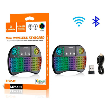 Mini Teclado Bluetooth + 2.4ghz Sem Fio RGB Lehmox - LEY-182