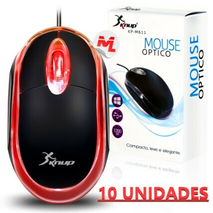 Kit 10 Mouse Óptico USB 2.0 3 Botões 1200 Dpi - KP-M611
