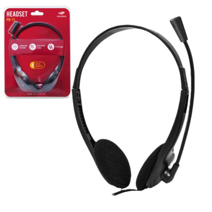 Fone Com Microfone Cabo P2 3,5mm 2 Metros C3Tech - PH-11BK 