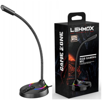 Microfone Gamer Profissional de Mesa RGB LED USB LEHMOX - GT-GK1