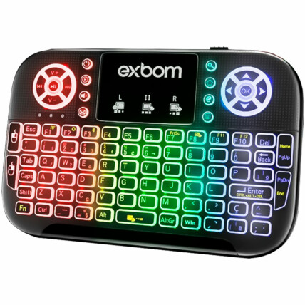 Mini Teclado Touchpad Wireless 2.4GHz Usb e Bluetooth Iluminado 03521 Exbom - BK-BTI8S