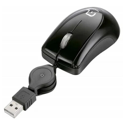 Mini Mouse Óptico Com Cabo Retrátil USB Multilaser MO205