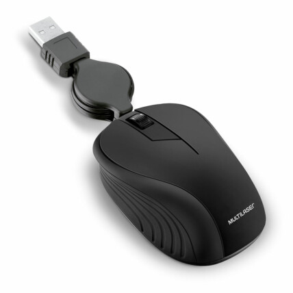 Mouse Multilaser Usb Retrátil Emborrachado 1200 dpi Preto - MO231