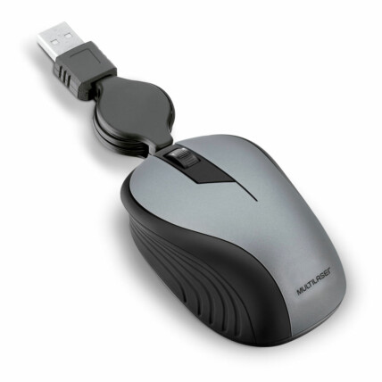 Mouse Multilaser Usb Retrátil Emborrachado 1200dpi Cinza - MO232
