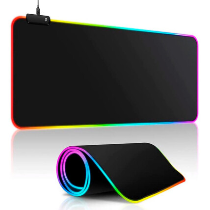 Mouse Pad Gamer Grande com Led RGB 300 x 800mm Preto - DELTA-P8030